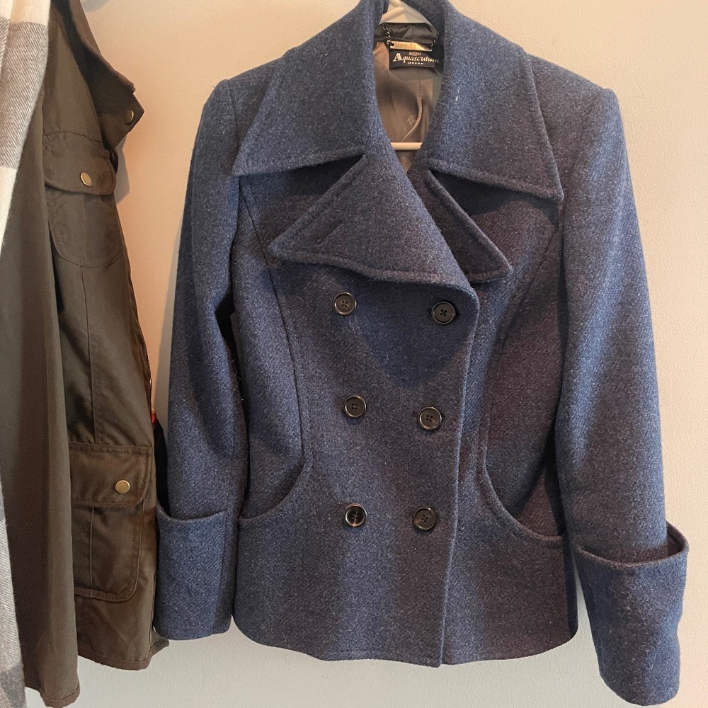 Women's Wool Peacoat in blue by luxury UK brand, Acquascutum UK10 EU36 US S